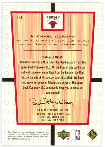 Michael Jordan 2000 Upper Deck Final Floor Game Used 1998 Finals Card. 