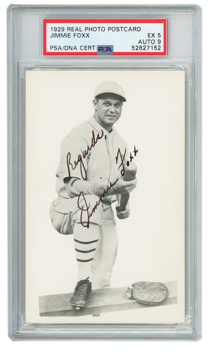 Jimmie Foxx Signed 1929 Real Photo Postcard – PSA 5 Auto Graded Mint 90