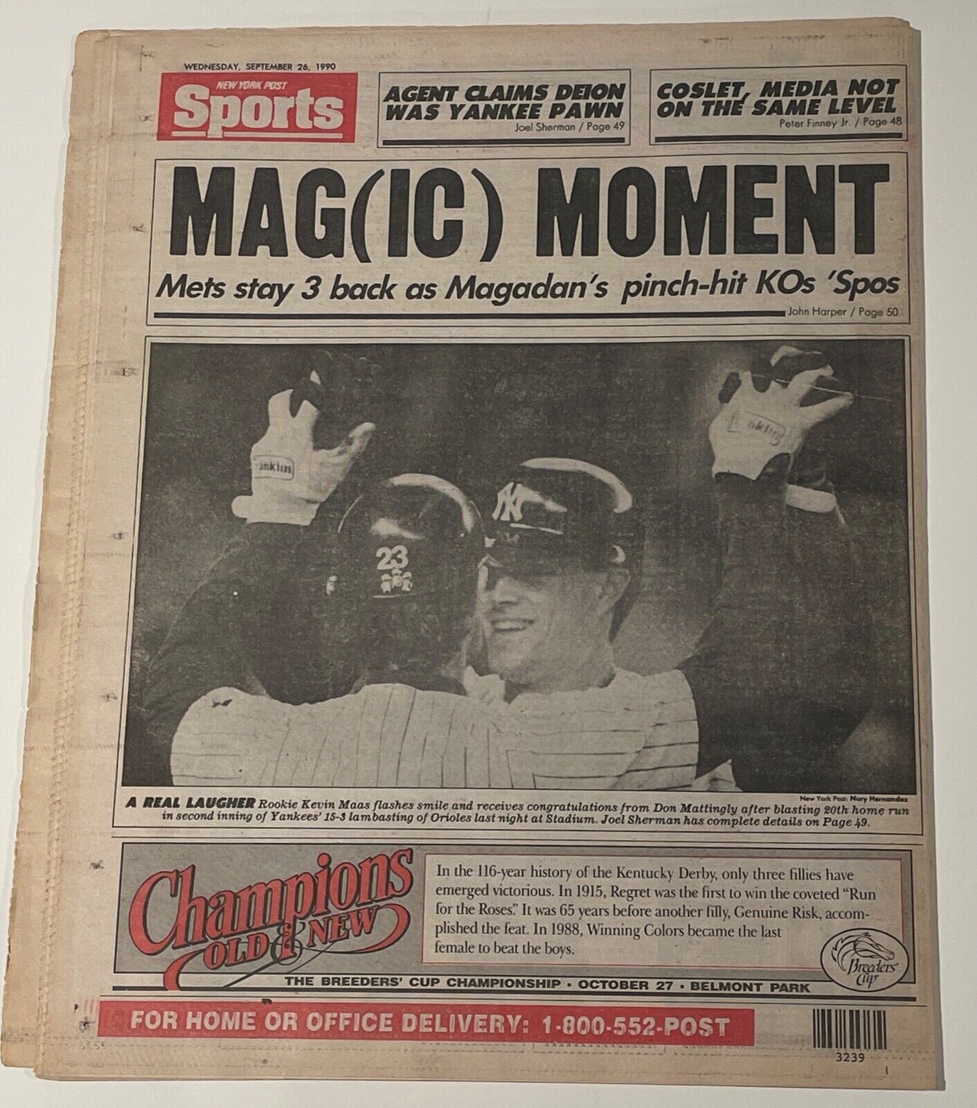 Phil Rizzuto Signed NY Post &quot;Holy Cow&quot; Newspaper. NY Yankees. JSA
