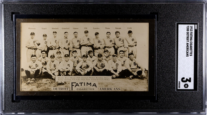 1913 Fatima T200 Detroit Americans, with Ty Cobb, Crawford, Jennings. SGC 30