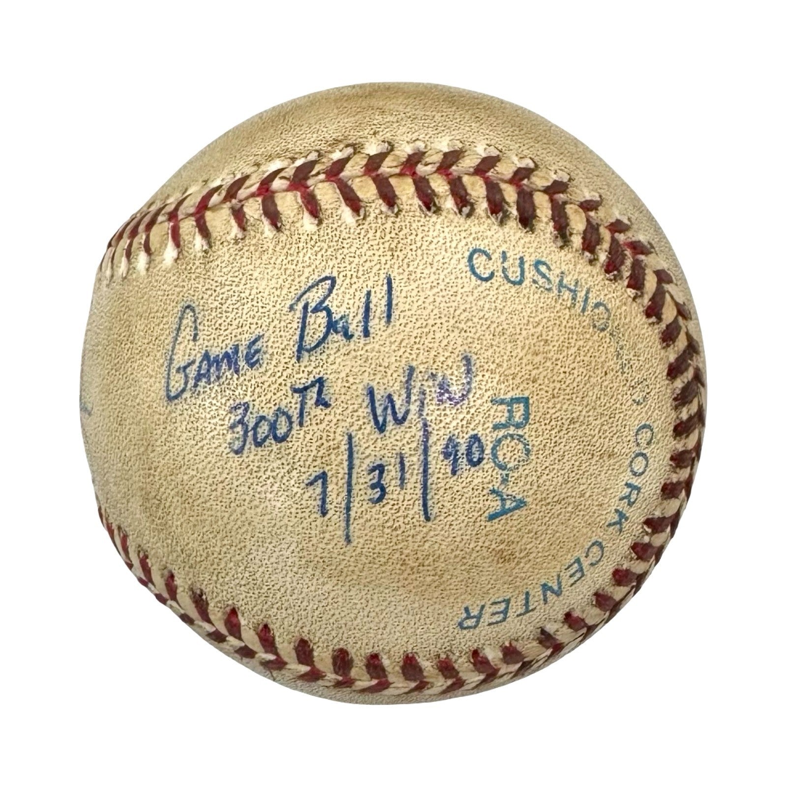 Nolan Ryan Game Used Signed Baseball, 300th Career Win, July 31 1990. JSA1