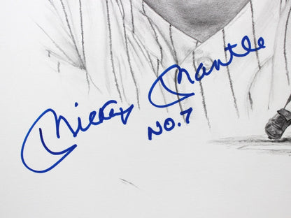 Mickey Mantle Signed &amp; Inscribed Original Art, Banse Drawing. Auto JSA3