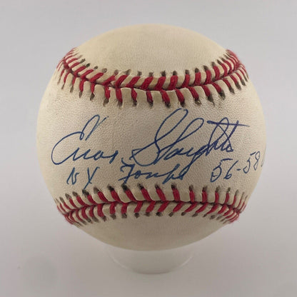 Enos Slaughter Single Signed Inscribed Baseball. NY Yanks &