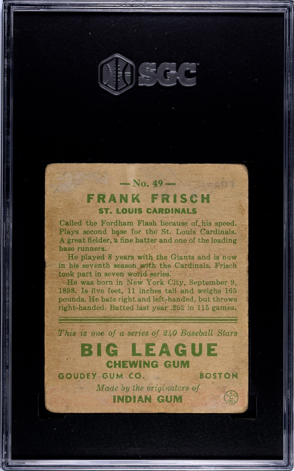 1933 Goudey Frank Frisch 