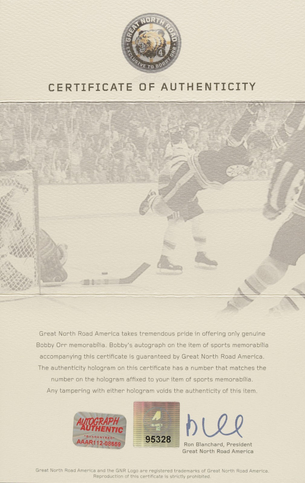 Bobby Orr Signed Boston Bruins Jersey. Great North Road America &amp; JSA4