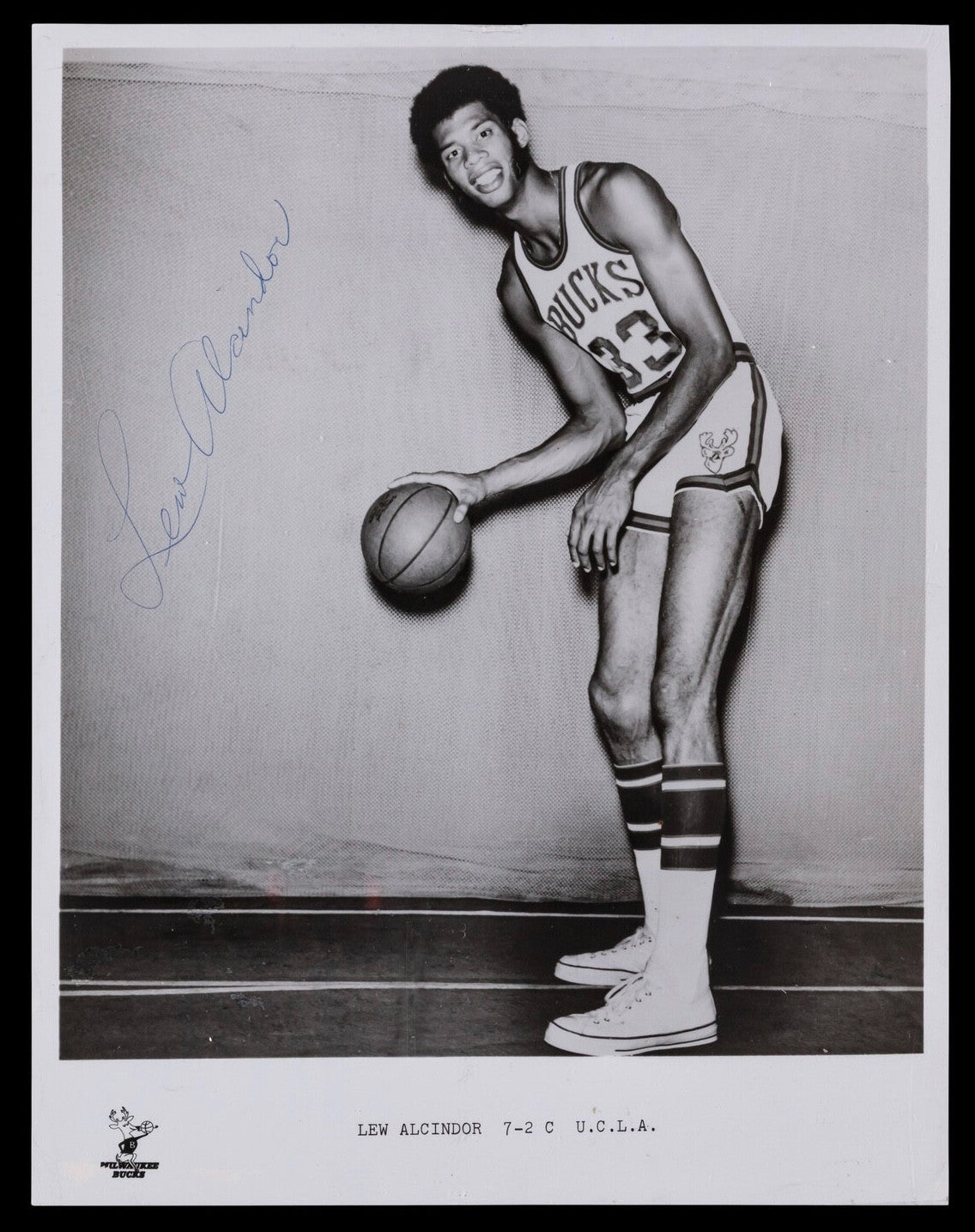 c.1970 Lew Alcindor Signed Photograph, Kareem Abdul Jabbar Rookie Year. PSA 90