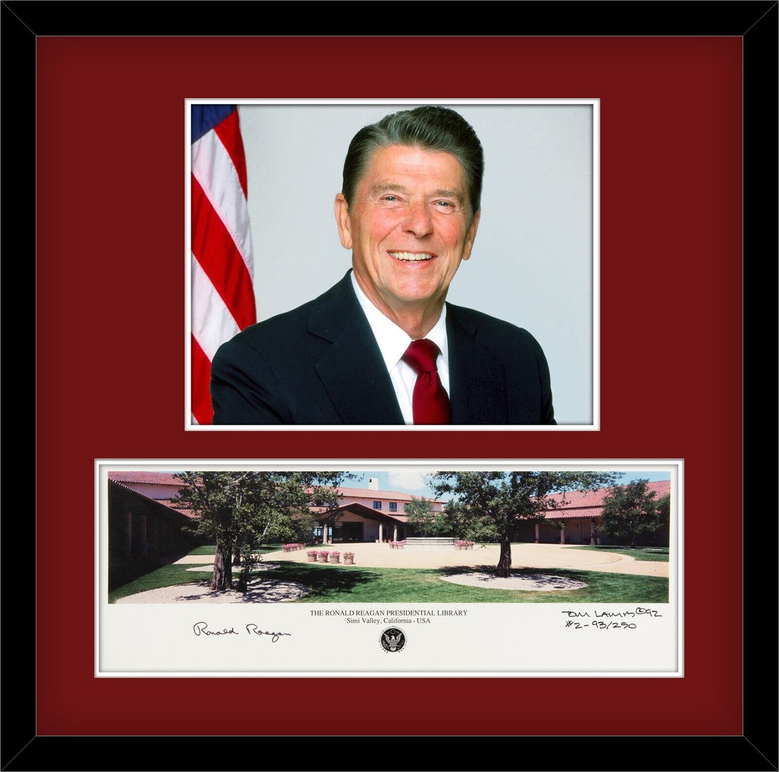 President Ronald Reagan Signed Photo Autograph Display, Limited Edition. PSA