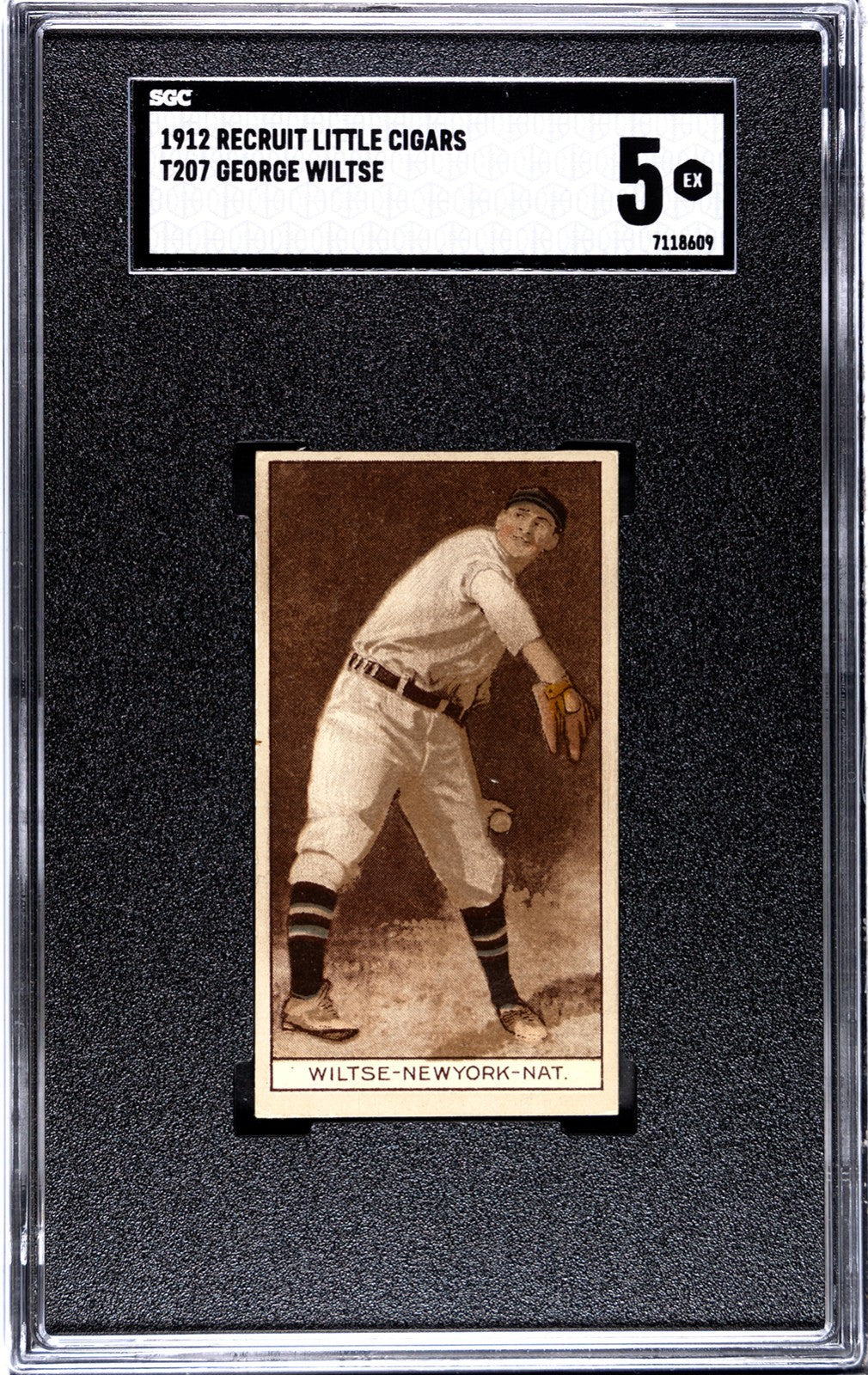 1912 Recruit Little Cigars T207 George "Hooks" Wiltse SGC 50