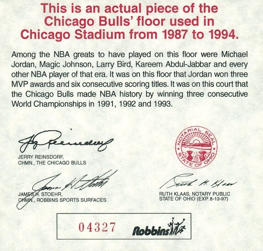 Michael Jordan Signed Game Used Floor, Chicago Stadium. Auto LE Upper Deck UDA