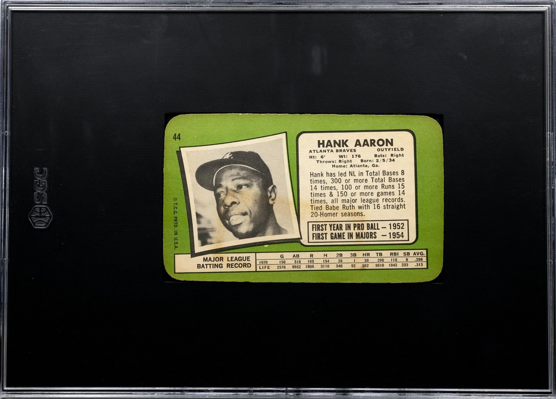 1971 Topps Super Hank Aaron. SGC 5