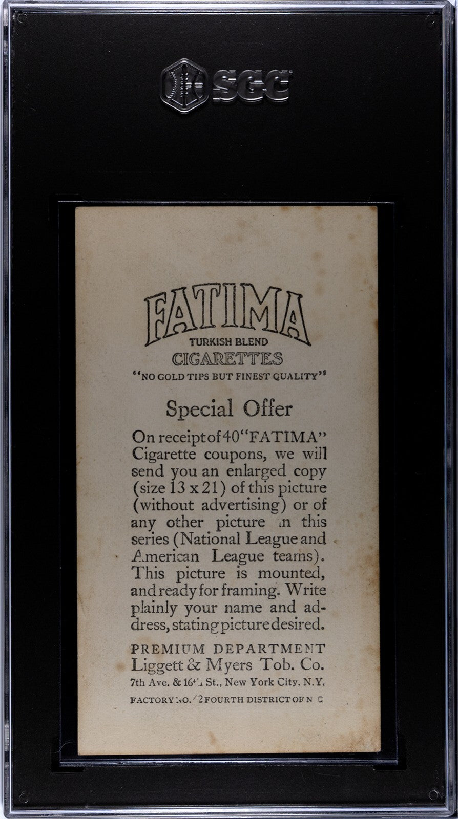 1913 Fatima T200 Detroit Americans, with Ty Cobb, Crawford, Jennings. SGC 31