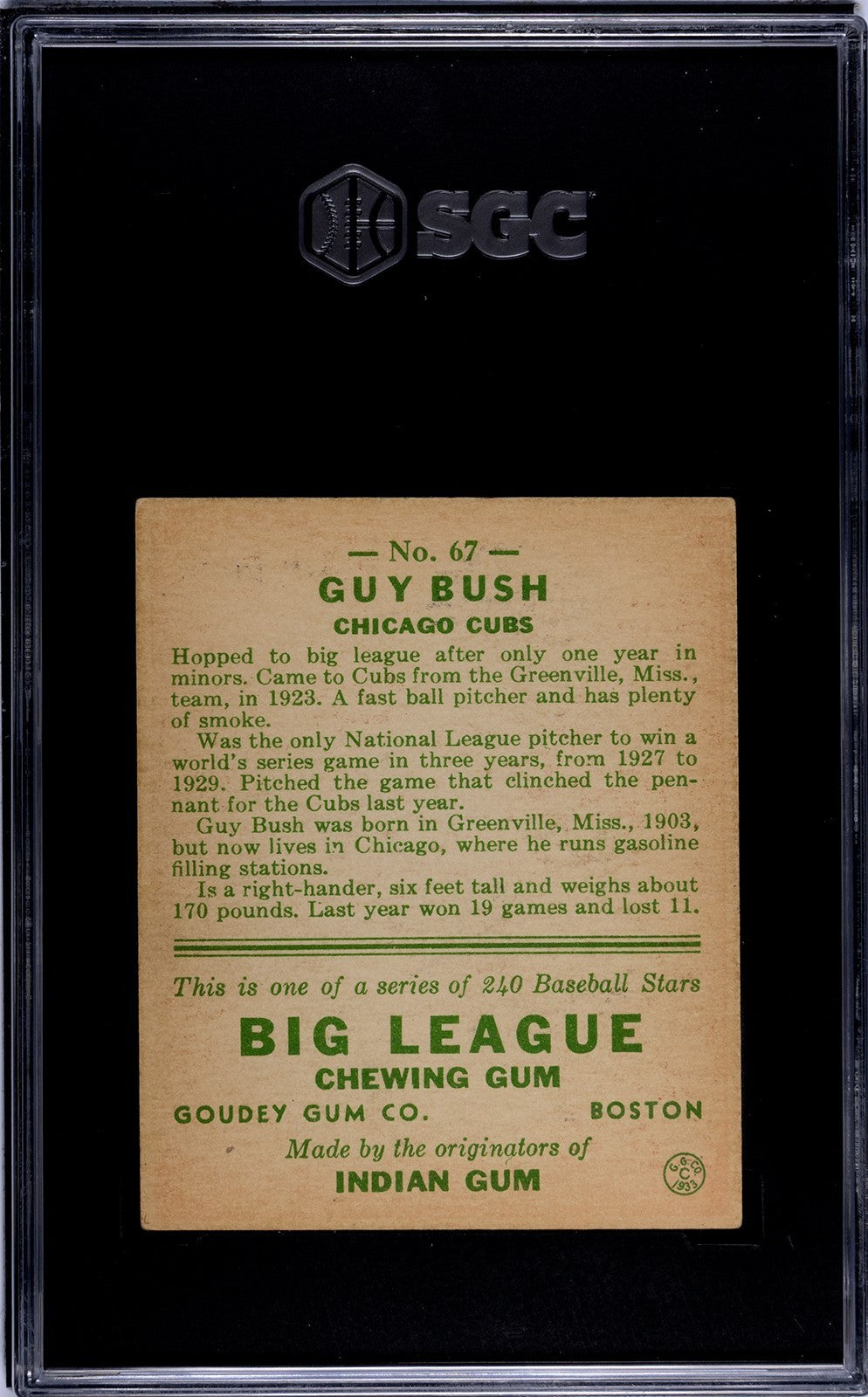 1933 Goudey Guy Bush 