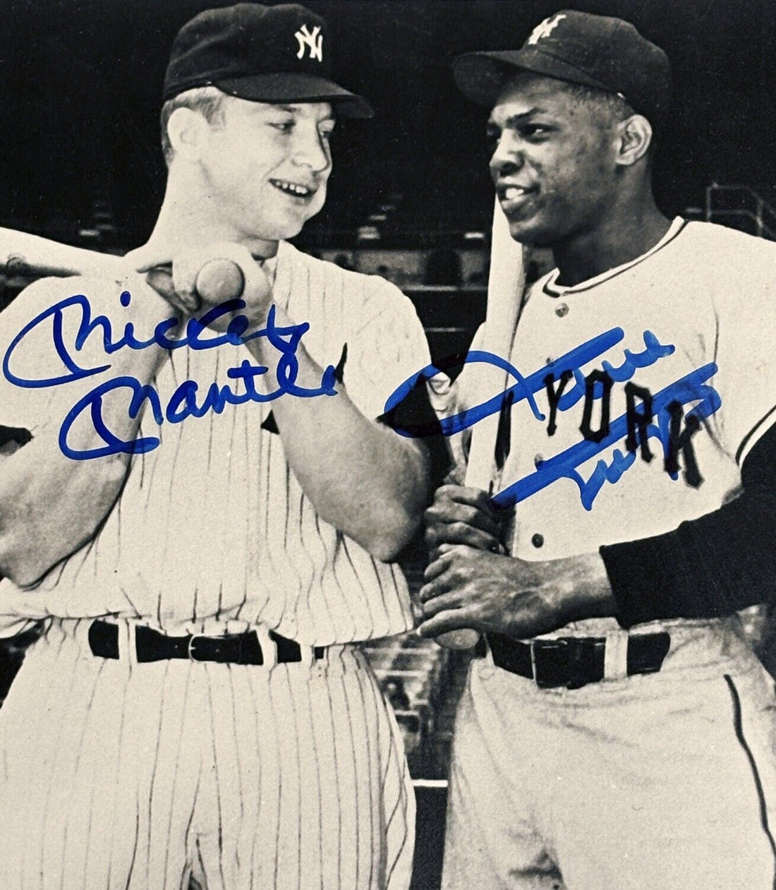 Mickey Mantle and Willie Mays Dual Signed 8x10 Photo. Auto JSA