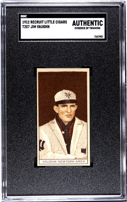 1912 Recruit Little Cigars T207 Jim "Hippo" Vaughn SGC Authentic0
