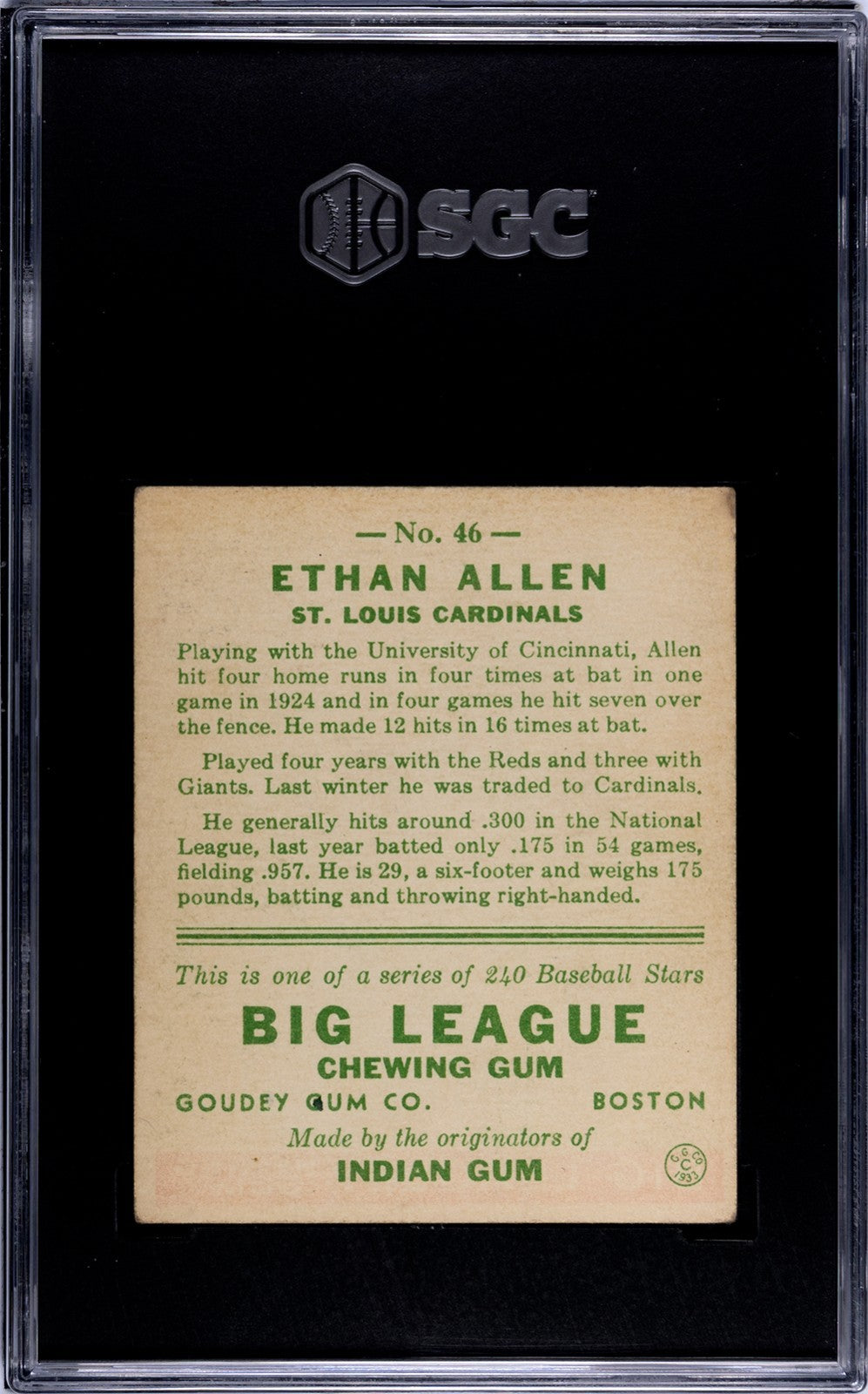 1933 Goudey Ethan Allen 