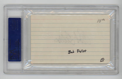 Bob Feller Signed Index Card. PSA. Cleveland Indians Hall of Famer1
