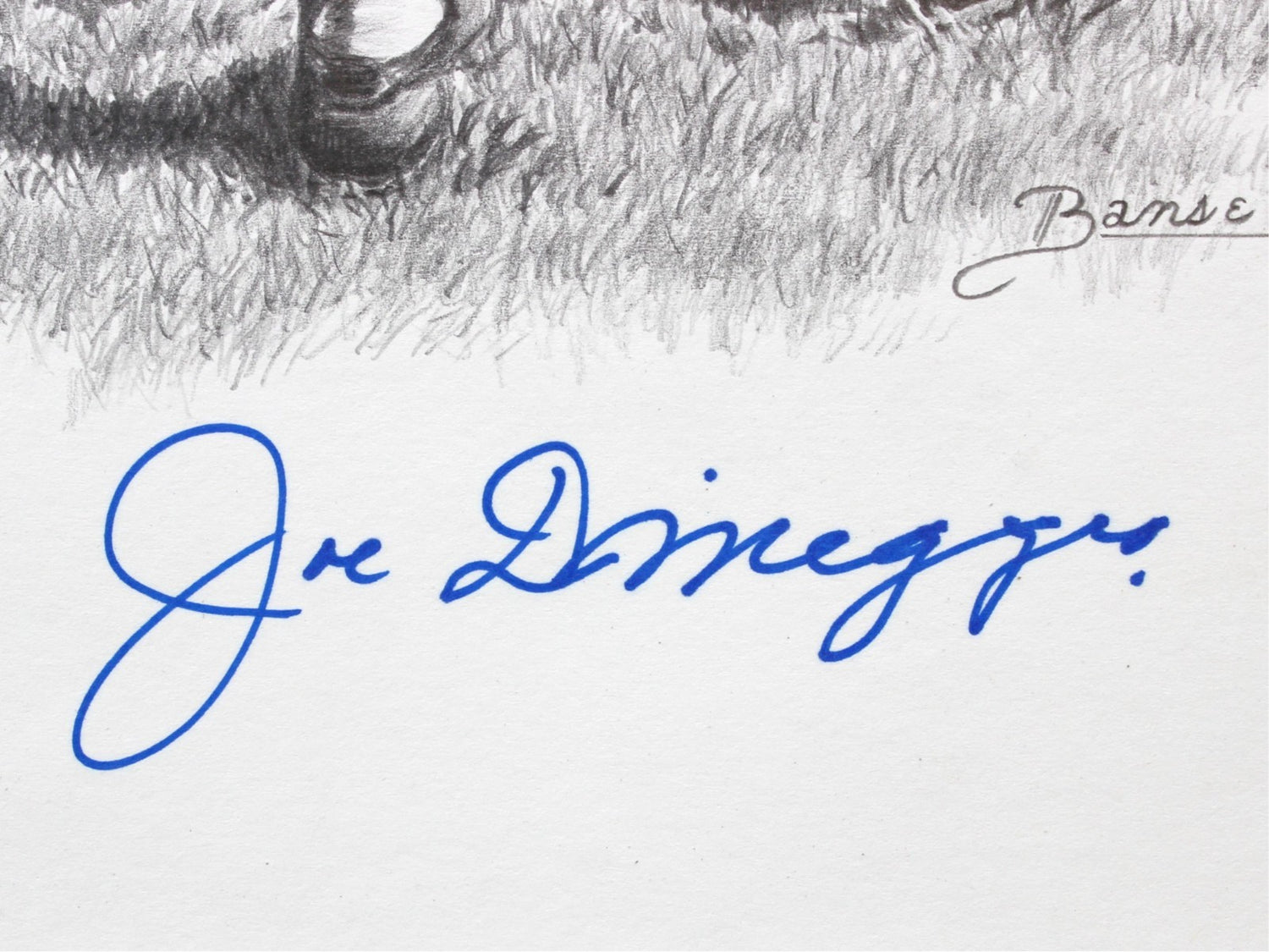 Joe DiMaggio Signed &amp; Inscribed Original Art, Banse Drawing. Auto JSA3