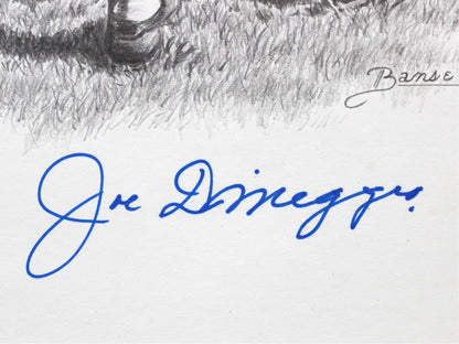 Joe DiMaggio Signed &amp; Inscribed Original Art, Banse Drawing. Auto JSA3