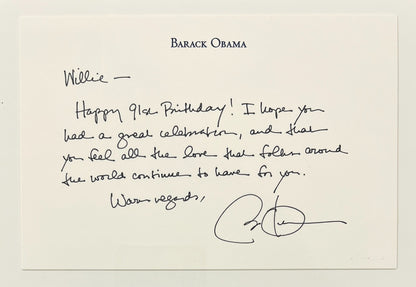 Barack Obama Handwritten &amp; Signed Birthday Letter to Willie Mays. Mays Estate1