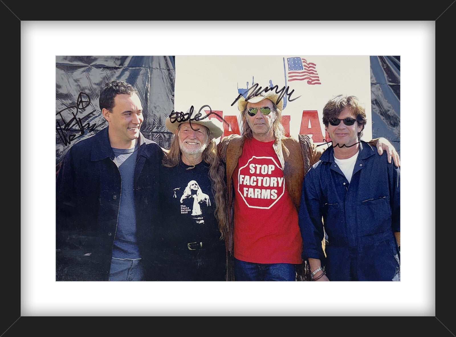 Willie Nelson, Dave Matthews, Neil Young, John Mellencamp Signed Photo. JSA0