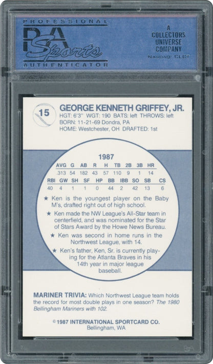 Ken Griffey Jr 1987 Bellingham Mariners Team Issue Pre Rookie, 