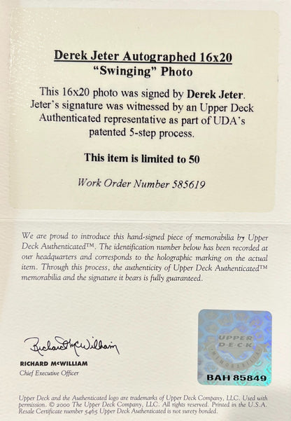 2000s Derek Jeter Signed 16x20 Photo. Rare Limited Edition /50. Upper Deck UDA4