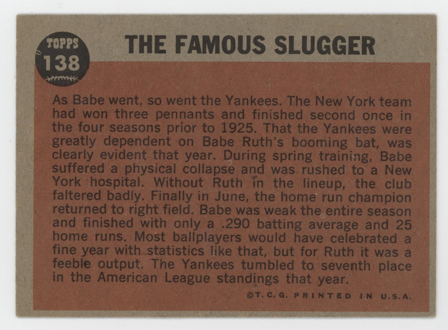 Babe Ruth 1962 Topps 