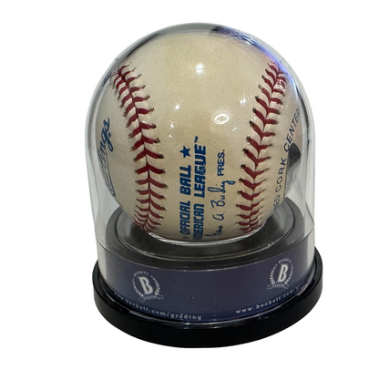 Yogi Berra Signed Stats Baseball. Full Name Autograph with Inscriptions. JSA 94