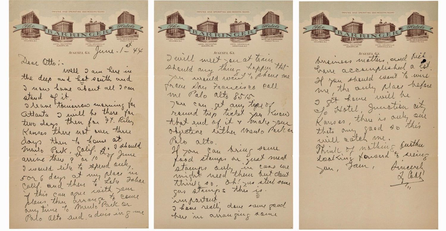 Ty Cobb Handwritten &amp; Signed Autograph Letter. ALS Auto Beckett BAS1