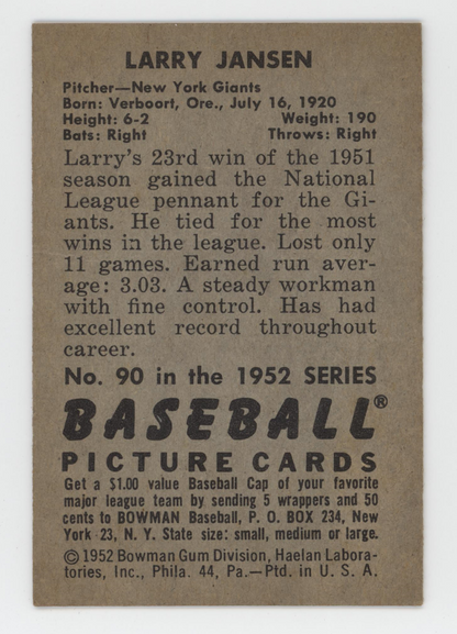 Larry Jansen 1952 Bowman. 