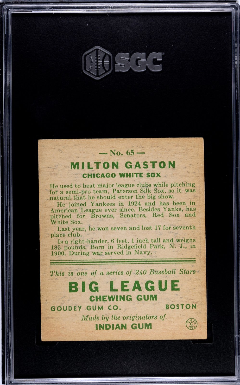 1933 Goudey Milton Gaston 