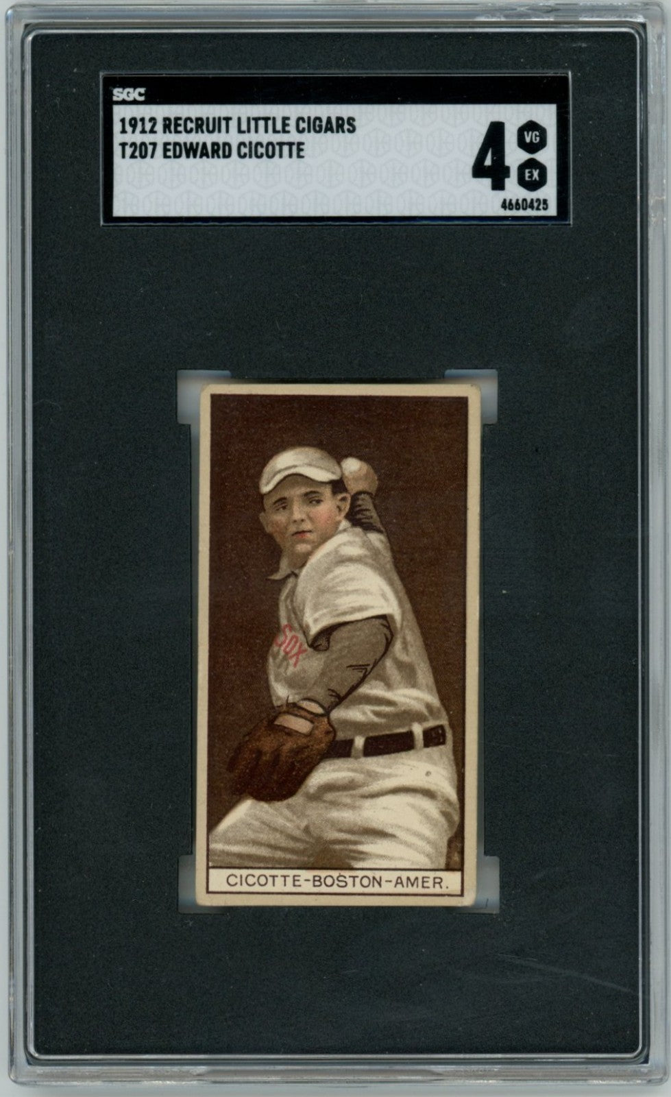 1912 Recruit Little Cigars T207 Eddie Cicotte SGC 40