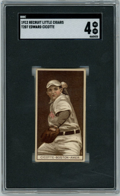 1912 Recruit Little Cigars T207 Eddie Cicotte SGC 40
