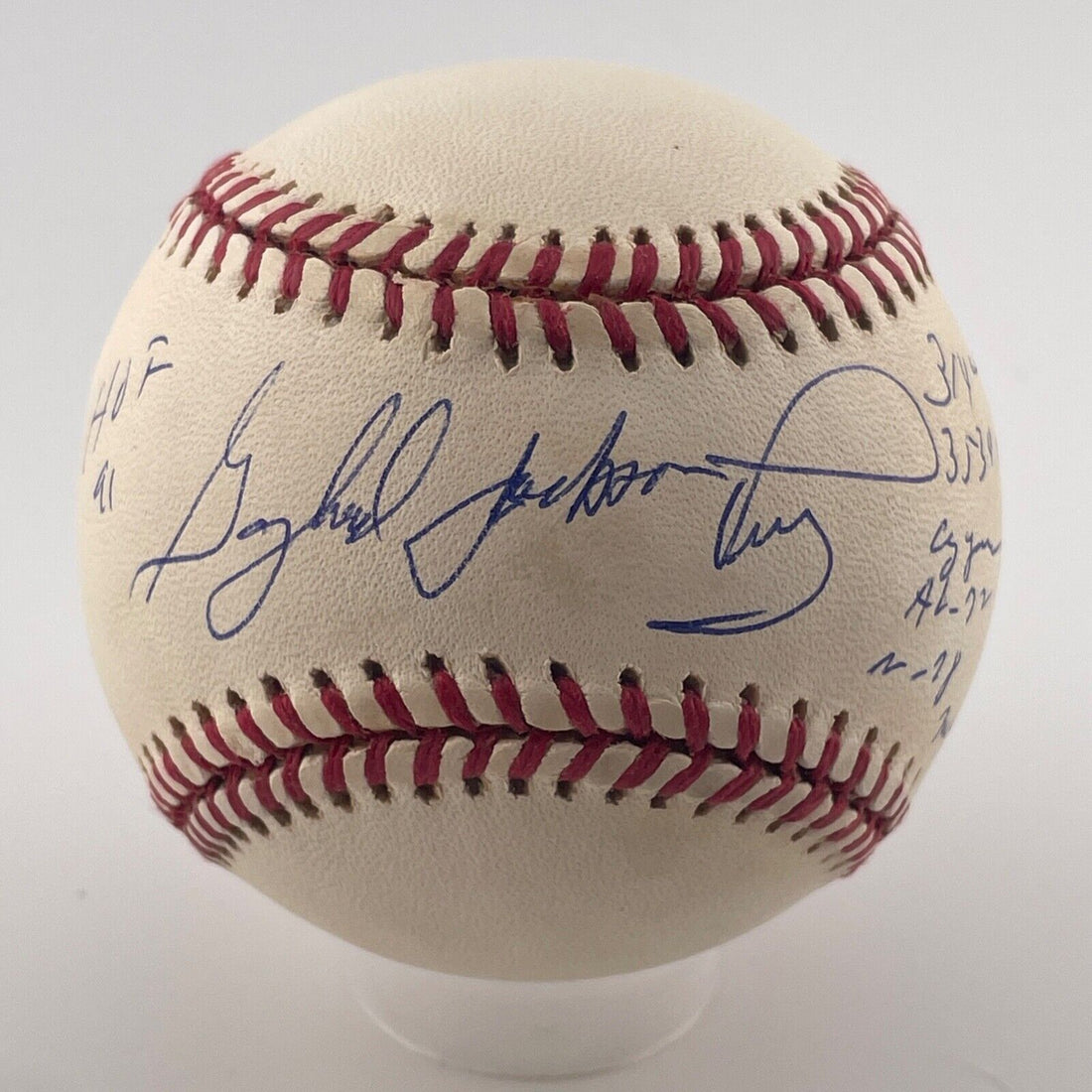 Gaylord Perry Signed Inscribed Life Stats Baseball. JSA.