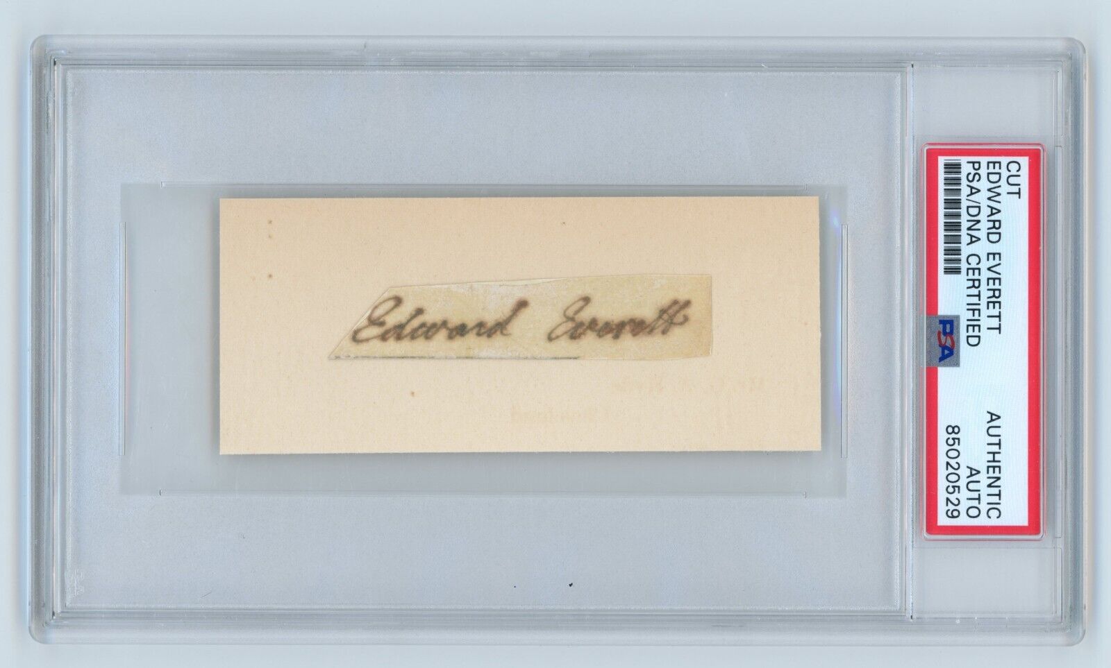 Edward Everett Autograph. US Senator. Secretary of State. PSA