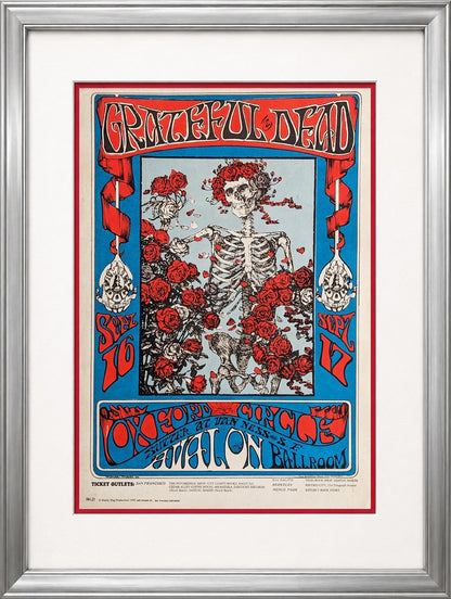 Original Grateful Dead 1966 Skeleton &amp; Roses Concert Poster, 3rd Printing FD-260