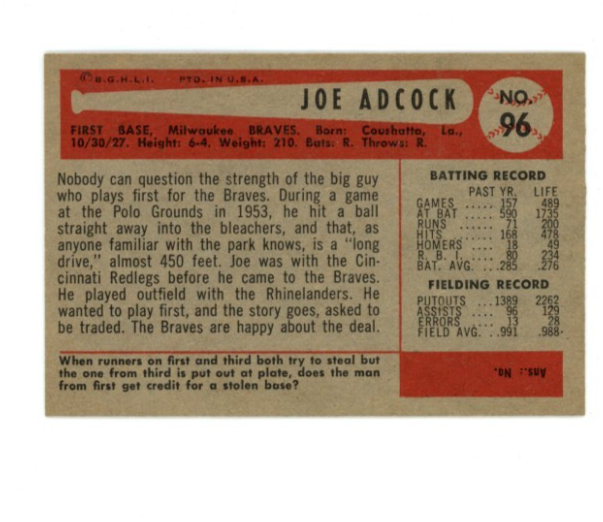 1954 Bowman Joe Adcock1