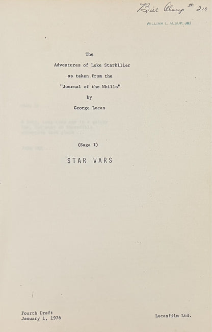 Carrie Fisher Signed Star Wars New Hope 1976 Early Draft Script. PSA Gem Mint 104