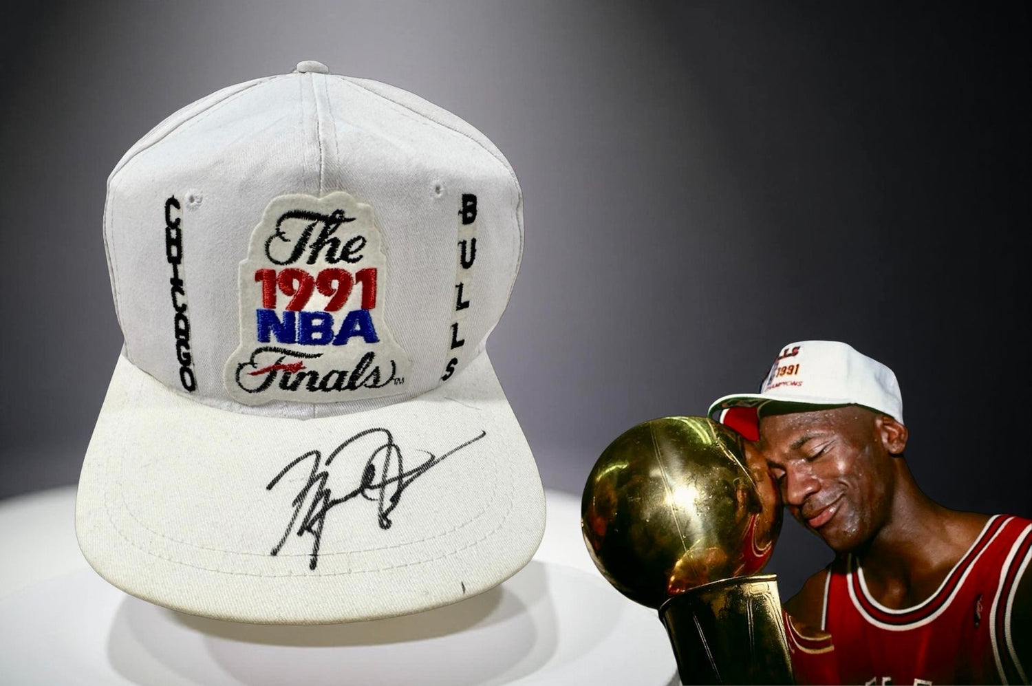 Michael Jordan Signed Hat, 1991 NBA Finals Championship Auto