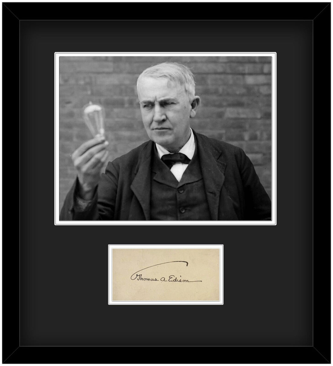 Gorgeous Thomas Edison Signed Autograph Display, Full Name Signature. Auto PSA