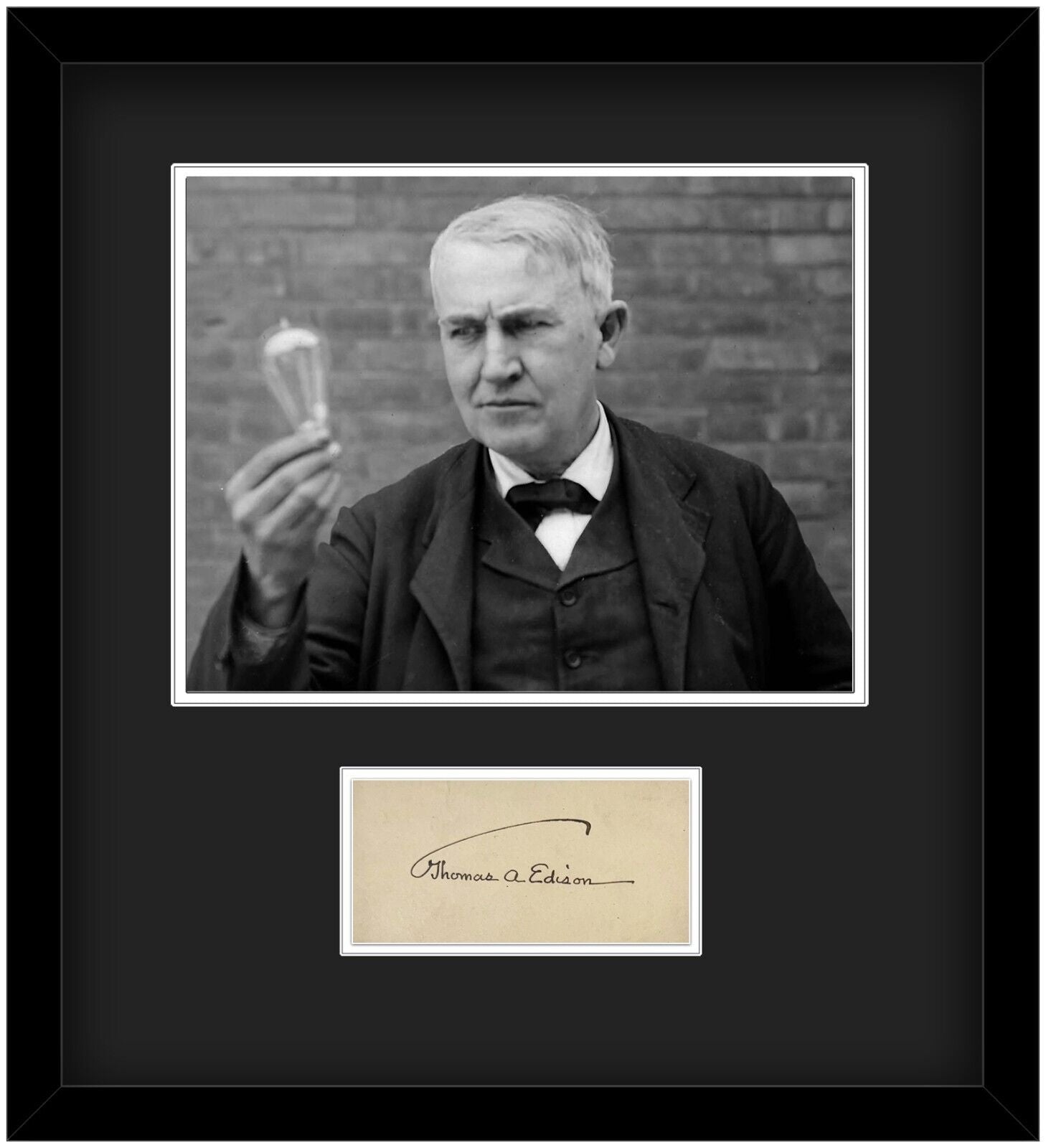 Gorgeous Thomas Edison Signed Autograph Display, Full Name Signature. Auto PSA