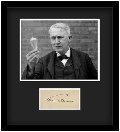 Gorgeous Thomas Edison Signed Autograph Display, Full Name Signature. Auto PSA