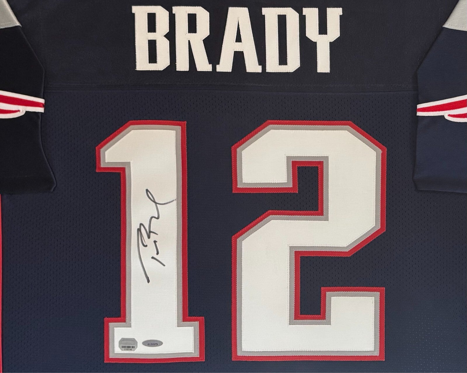 Tom Brady Signed New England Patriots Jersey, Custom Frame. Tristar, Mounted Mem1