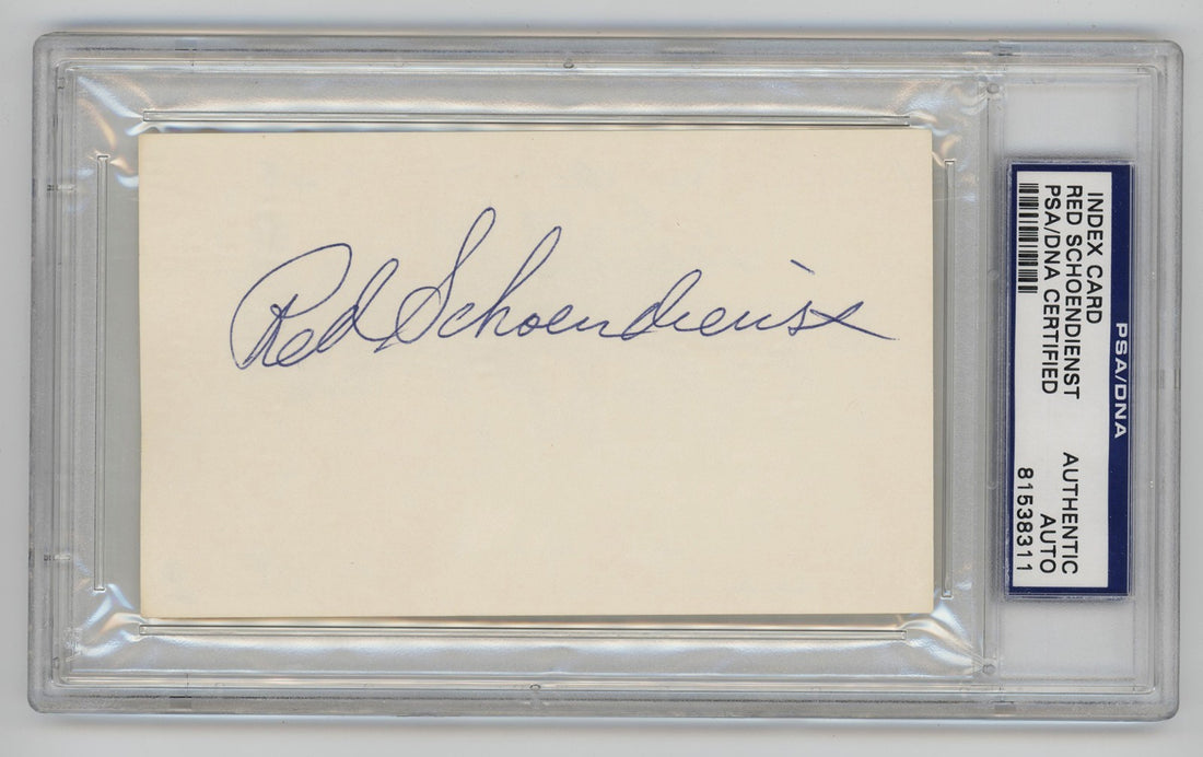 Red Schoendienst Signed Index Card. PSA. St. Louis Cardinals Hall of Famer0
