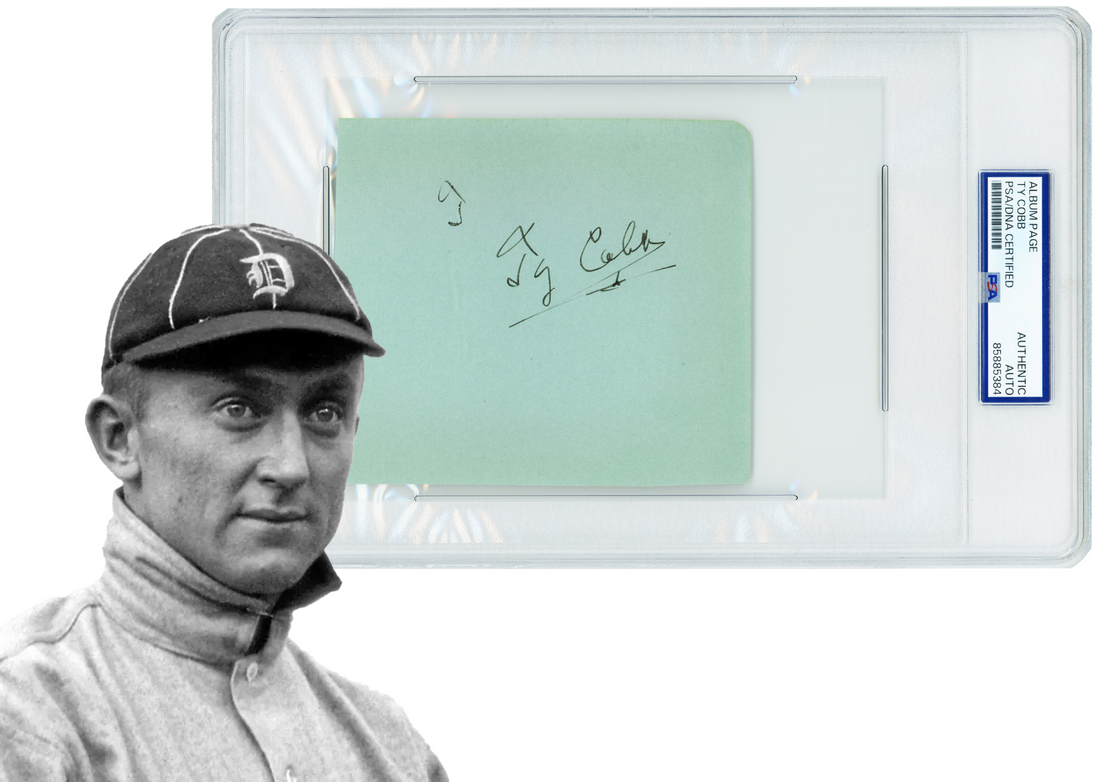 Ty Cobb Signed Autograph Album Page. Auto PSA0