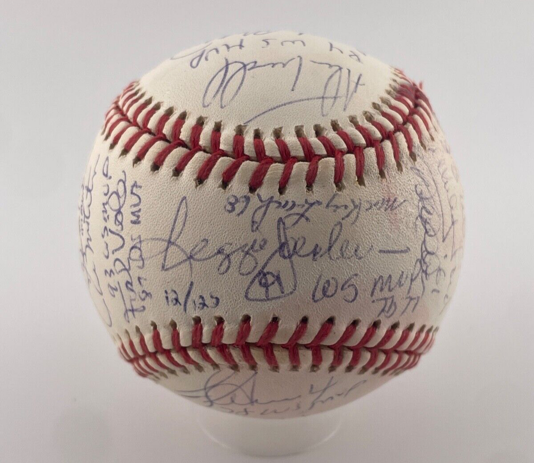World Series MVP Signed Inscribed Baseball. Jeter, Reggie. 24 Sigs, LE /125. JSA0