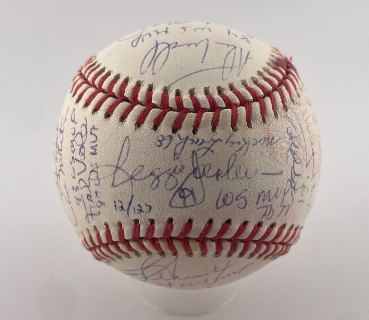 World Series MVP Signed Inscribed Baseball. Jeter, Reggie. 24 Sigs, LE /125. JSA0