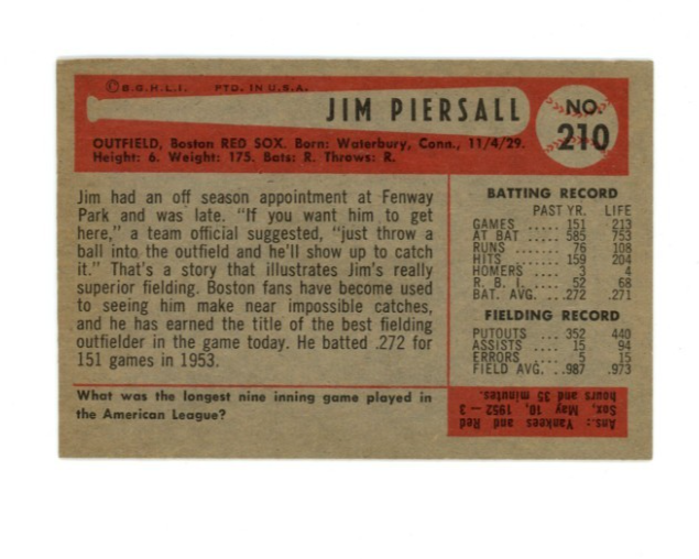 1954 Bowman Jimmy Piersall1