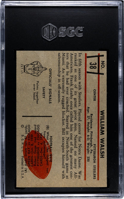 1953 Bowman Bill Walsh Rookie Card. SGC 61