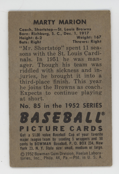 Marty Marion 1952 Bowman. 